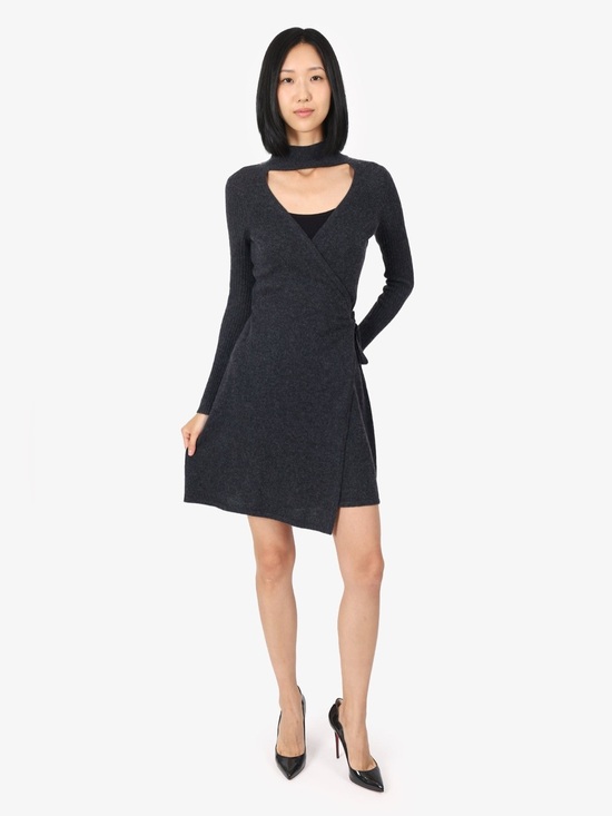 Diane Von Furstenberg Dresses & Skirts - Diane Von Furstenberg Cashmere and Wool Charcoal Wrap Knit Long Sleeve Dress XS